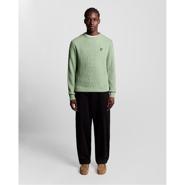 Lyle & Scott Herrtröja med broderad logotyp, rund hals, S Mint Marl Mint Marl S