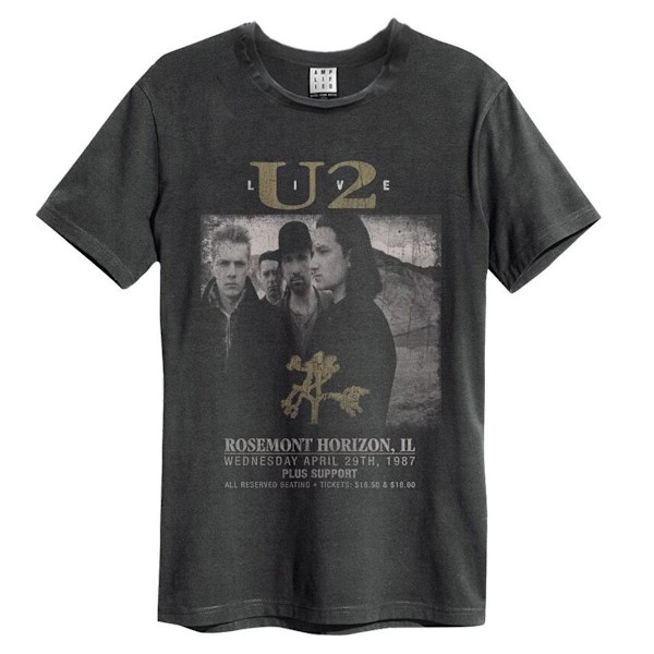 Amplified Unisex Vuxen Live U2 T-Shirt M Kolgrå Charcoal M