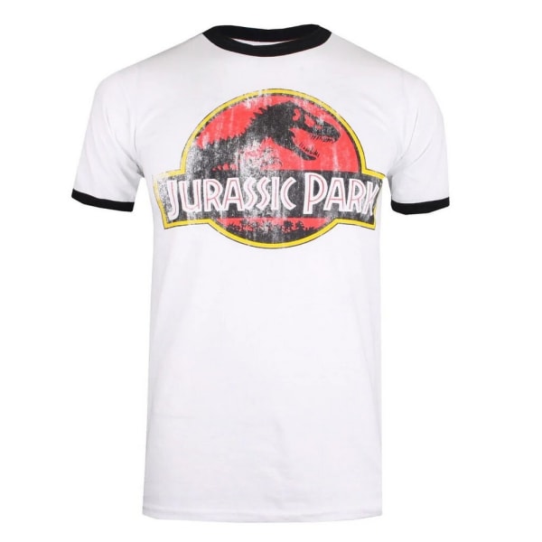 Jurassic Park Mens Distressed Logo T-Shirt XXL Vit/Svart White/Black XXL