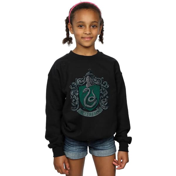 Harry Potter Flickor Slytherin Bomullströja 7-8 År Svart Black 7-8 Years