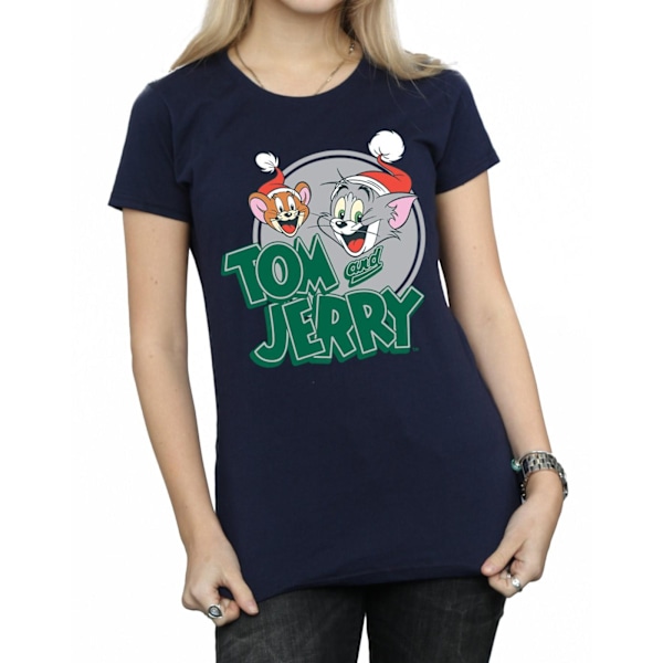 Tom And Jerry Dam/Damer Julhälsningar Bomull T-shirt Navy Blue XXL