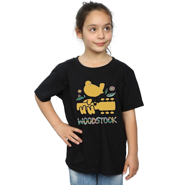 Woodstock Girls Bird Aztec Pattern Bomull T-shirt 7-8 år Bla Black 7-8 Years