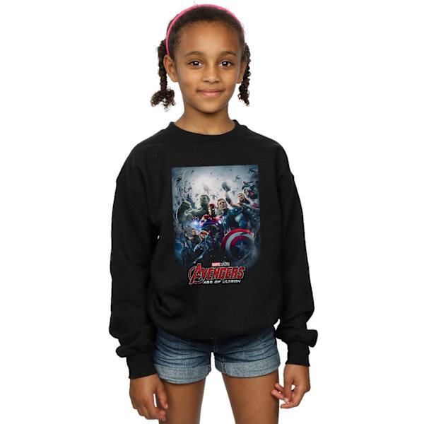 Marvel Studios Girls Avengers Age Of Ultron Poster Sweatshirt 9 Black 9-11 Years
