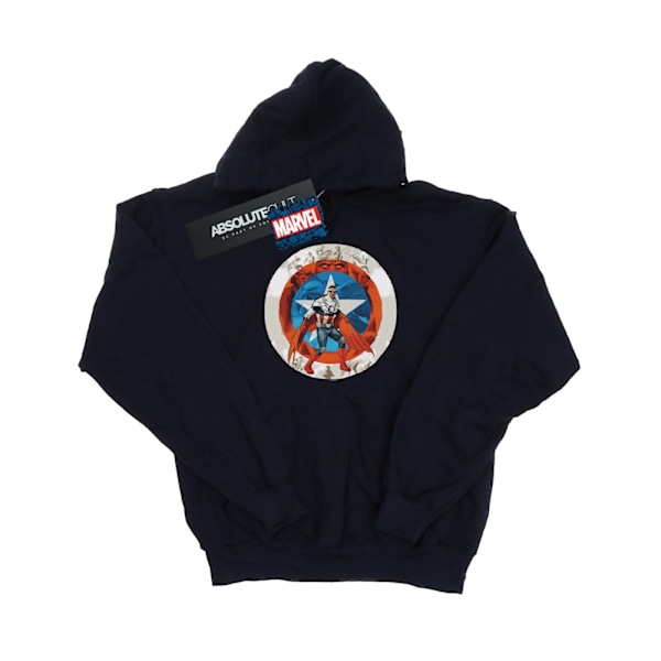 Marvel Herr Captain America Sam Wilson Shield Hoodie M Marinblå Navy Blue M