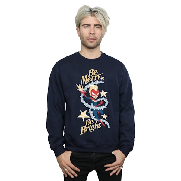 Marvel Mens Be Merry Be Bright Sweatshirt XXL Marinblå Navy Blue XXL