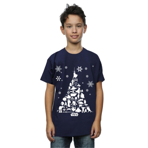 Star Wars Boys Christmas Tree T-Shirt 12-13 år Marinblå Navy Blue 12-13 Years