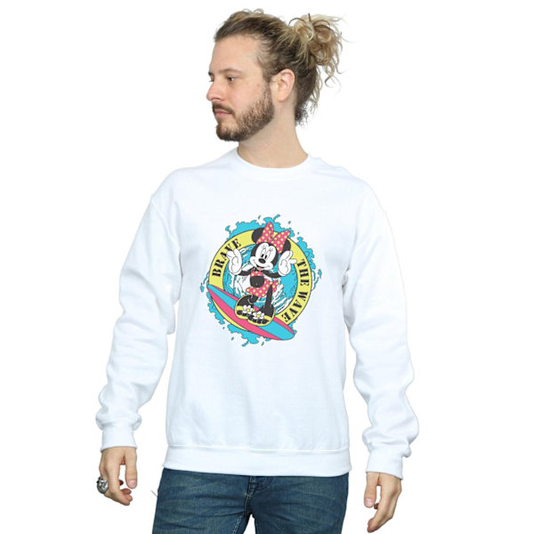 Disney Mens Minnie Mouse Brave The Wave Sweatshirt M Vit White M