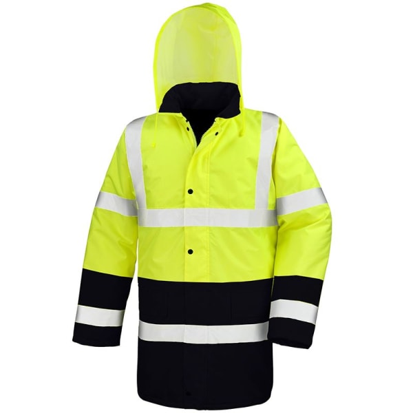 Resultat Unisex Adult Motorway Two Tone Safety Coat XL Fluorescen Fluorescent Yellow/Black XL