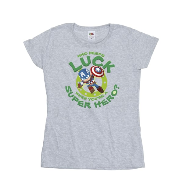 Marvel Dam/Damer St Patrick's Day Captain America Luck Bomull T-shirt M Sports Grey Sports Grey M