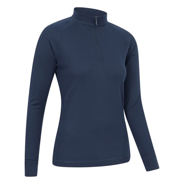 Mountain Warehouse Dam Talus Zip Neck Långärmad Termisk Topp för Kvinnor Navy 24 UK