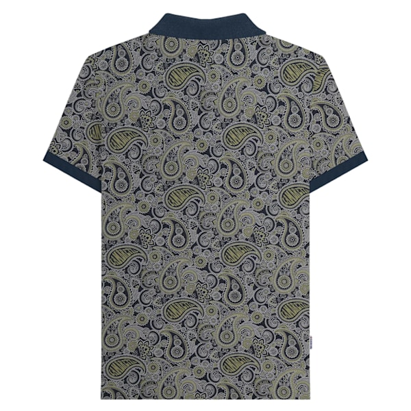 Lambretta Herr SS25 Paisley Märkes Polo Shirt XL Marinblå/Grå Navy/Grey XL