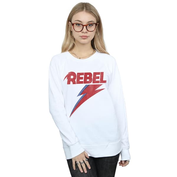 David Bowie Dam/Kvinnor Distressed Rebel Sweatshirt S Vit White S