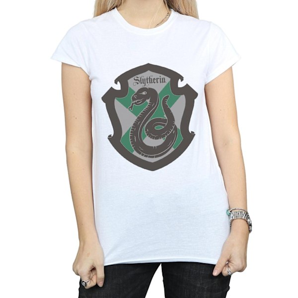 Harry Potter Dam/Kvinnor Slytherin Crest Flat Bomull T-shirt White XL