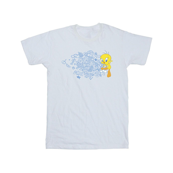 Looney Tunes ACME Doodles Tweety T-shirt för män, 4XL, vit White 4XL