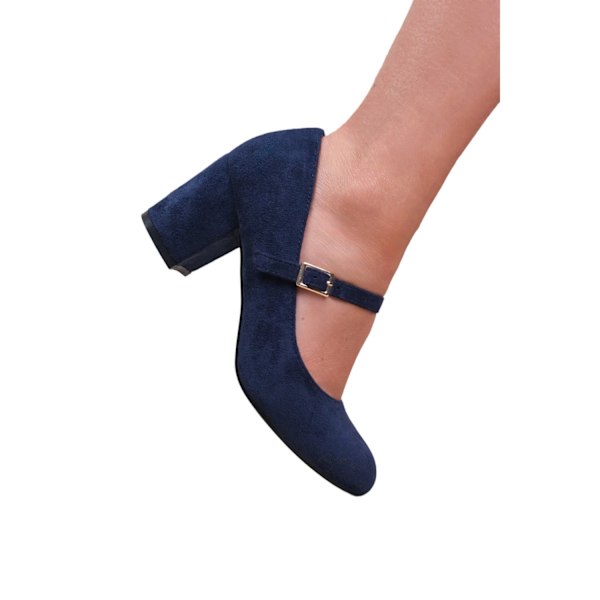 Var kommer det ifrån Dam/Dam Araceli Mocka Bred Block Heel M Navy 4 UK Wide