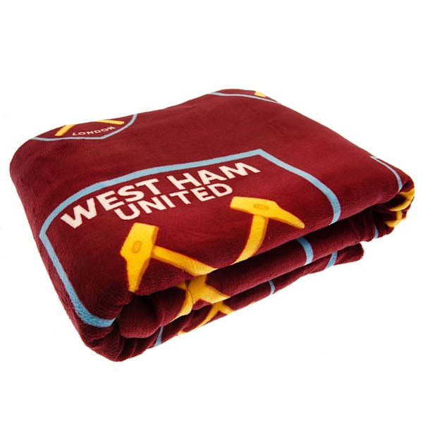 West Ham United FC Sherpa Fleece Crest filt En Storlek Claret Claret Red/Blue/Yellow One Size