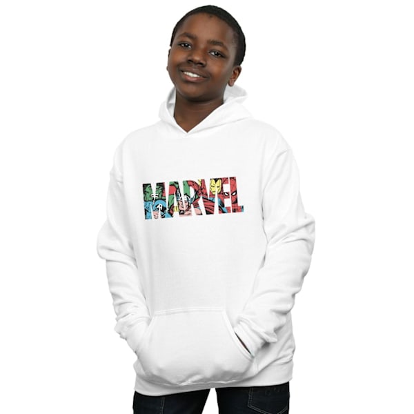 Marvel Comics Boys Logo Character Infill Hoodie 7-8 år Vit White 7-8 Years