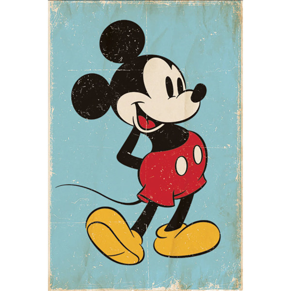 Disney Retro Mickey Mouse Poster One Size Pale Blue/Black Pale Blue/Black One Size
