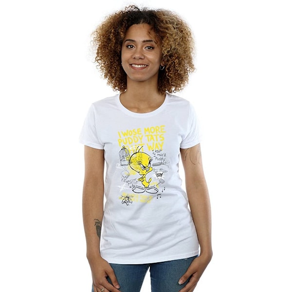 Looney Tunes Dam/Damer More Puddy Tats Tweety Bomull T-Shir White L