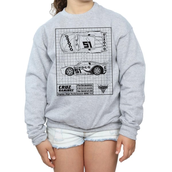 Disney Girls Cars Cruz Ramirez Blueprint Sweatshirt 9-11 år Sports Grey 9-11 Years