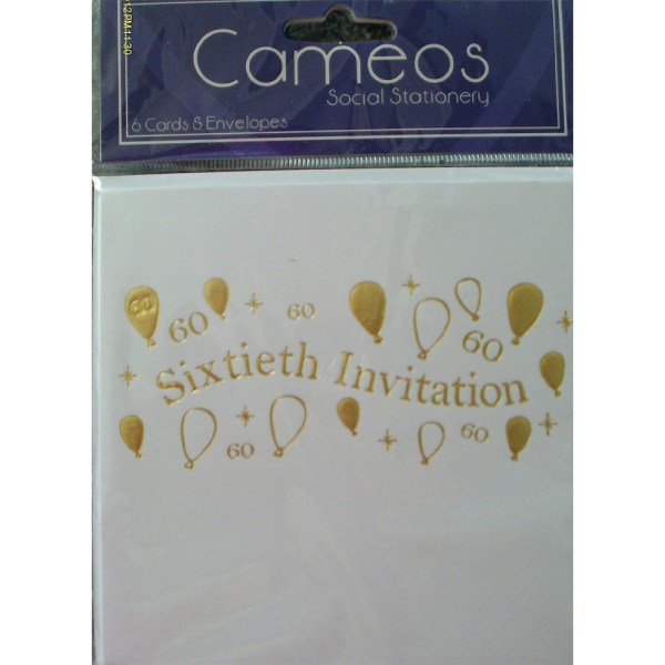 Cameos 60th Invitations (paket med 6) One Size Vit/guld White/Gold One Size