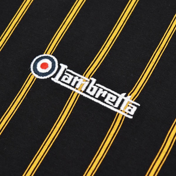 Lambretta Herr Pinstripe Pikétröja 3XL Svart/Guld Black/Gold 3XL