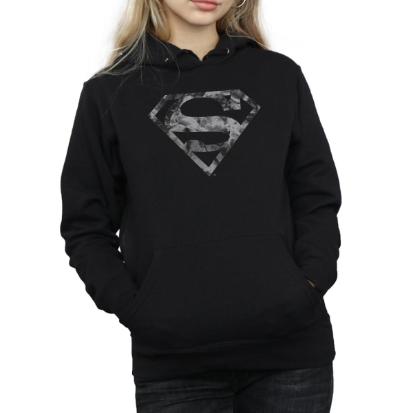 DC Comics Dam/Kvinnor Superman Marmorlogotyp Hoodie XL Svart Black XL