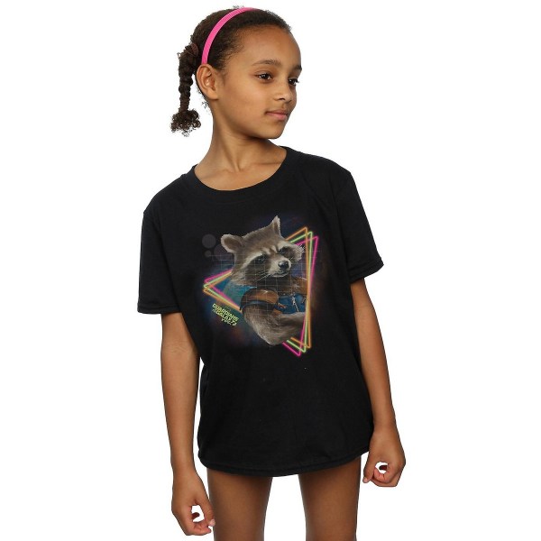 Guardians Of The Galaxy Girls Rocket Raccoon Neon bomull T-Shir Black 7-8 Years