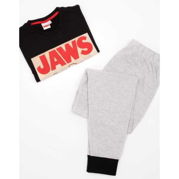 Jaws Herr Filmaffisch Lång Pyjamas Set XL Svart/Grå Black/Grey XL