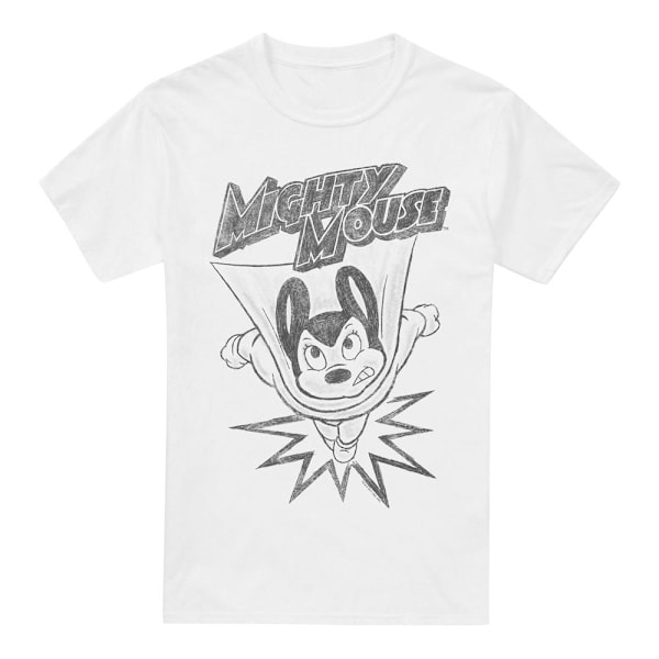 Mighty Mouse Herr Bursting Out T-Shirt 4XL Vit White 4XL
