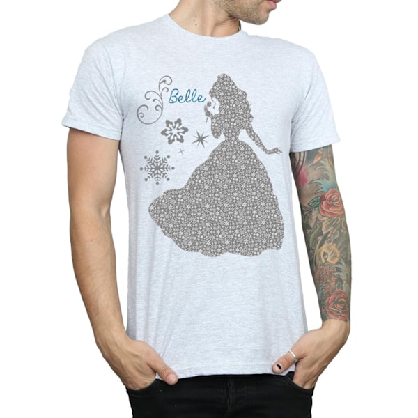 Disney Princess Mens Belle Christmas Silhouette T-Shirt S Sport Sports Grey S