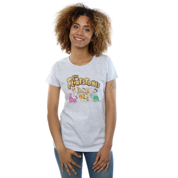 The Flintstones Dam/Kvinnor Grupp Distressed Bomull T-shirt S Sports Grey S