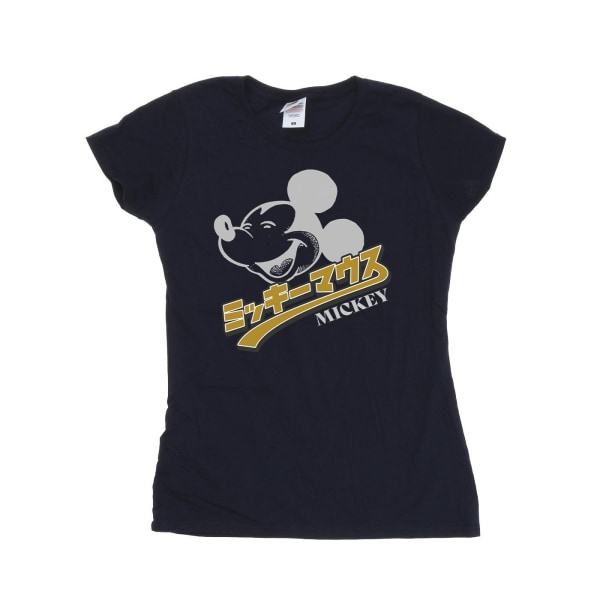Disney Dam/Dam Mickey Mouse Japansk Bomull T-shirt M Nav Navy Blue M