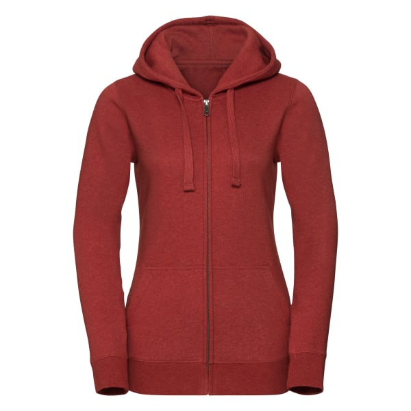 Russell Womens/Ladies Authentic Melange Zipped Hood Sweatshirt Brick Red Melange 10 UK