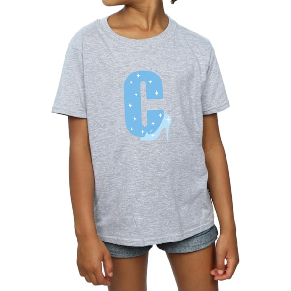 Disney Girls Alphabet C Is For Cinderella Bomull T-Shirt 7-8 Ye Sports Grey 7-8 Years