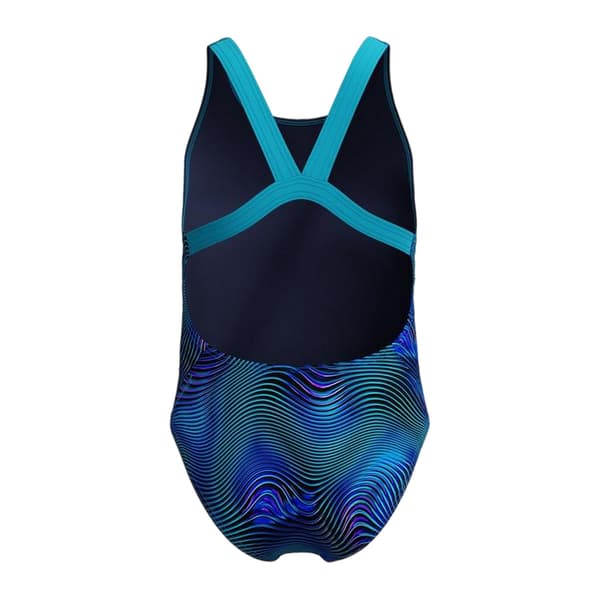 Speedo Flickor Mönstrad Baddräkt 7-8 År Mörkblå Deep Blue 7-8 Years