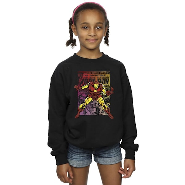 Marvel Girls Iron Man Gradient Comic Sweatshirt 7-8 år Svart Black 7-8 Years