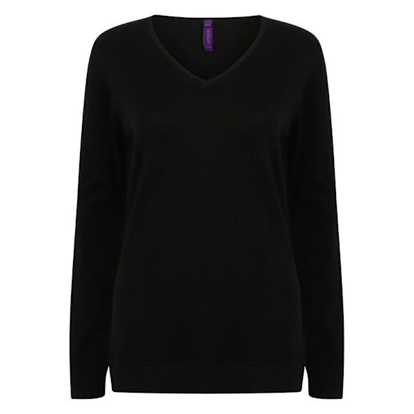 Henbury Dam/Damer Bomull Akryl V-ringad Sweatshirt XXS Svart Black XXS