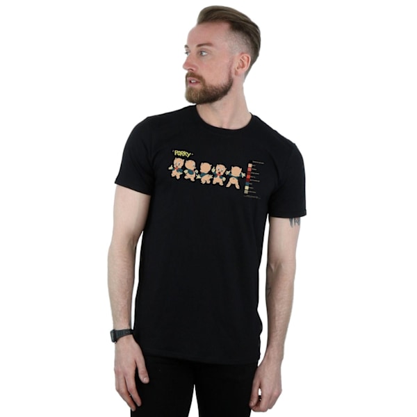 Looney Tunes Herr Porky Pig Färgkod T-shirt 4XL Svart Black 4XL