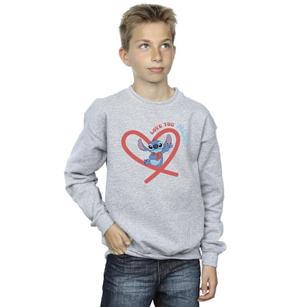 Disney Boys Lilo & Stitch Love You Mum Sweatshirt 7-8 år Spo Sports Grey 7-8 Years