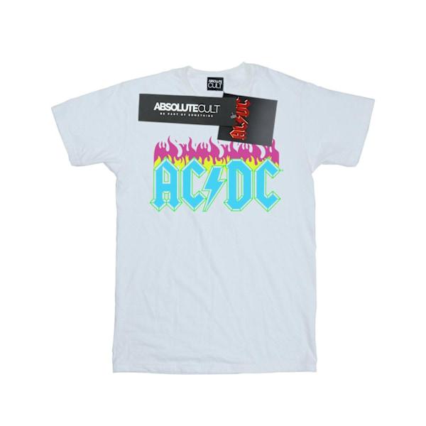 AC/DC Girls Neon Flames Bomull T-shirt 12-13 år Vit White 12-13 Years