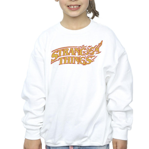 Netflix Girls Stranger Things Logo Breaking Sweatshirt 7-8 år White 7-8 Years