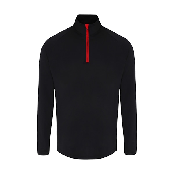 TriDri Herr Långärmad Performance Quarter Zip Topp L Svart/Röd Black/Red L
