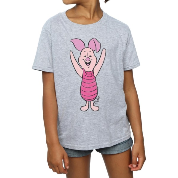 Winnie the Pooh Flickor Klassisk Piglet Bomull T-shirt 7-8 År S Sports Grey 7-8 Years