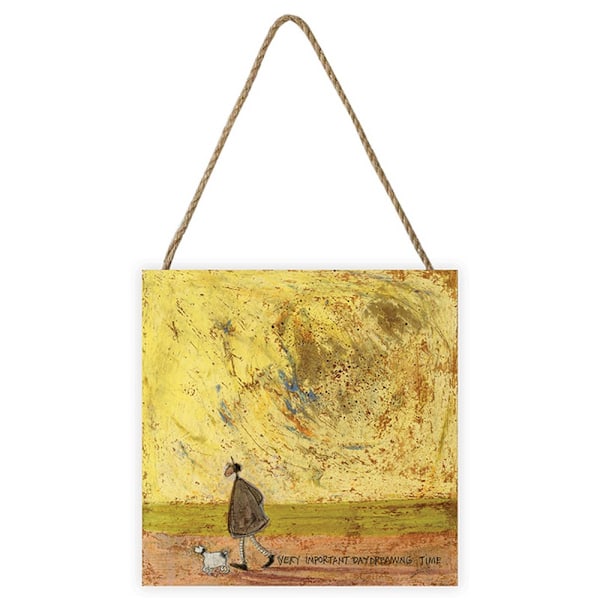 Sam Toft Mycket Viktig Dagdröm Tid Träblock 20cm x 20 Yellow/Green/Brown 20cm x 20cm x 2.7cm