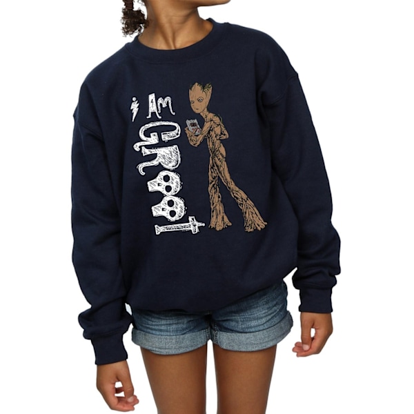 Avengers Infinity War Girls I Am Teenage Groot Sweatshirt 7-8 år Navy Blue 7-8 Years