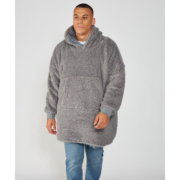 Ribbon Unisex Vuxen Sherpa Vändbar Oversize Hoodie En Storlek Grey One Size