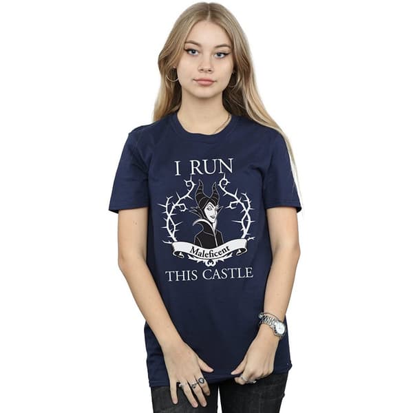 Maleficent Dam/Damer Jag Kör Detta Slott Bomull Pojkvän T-S Navy Blue S