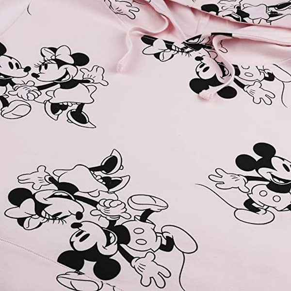 Disney Dam/Dam Mickey & Minnie Mouse All-Over Print Hoodi Pale Pink XL