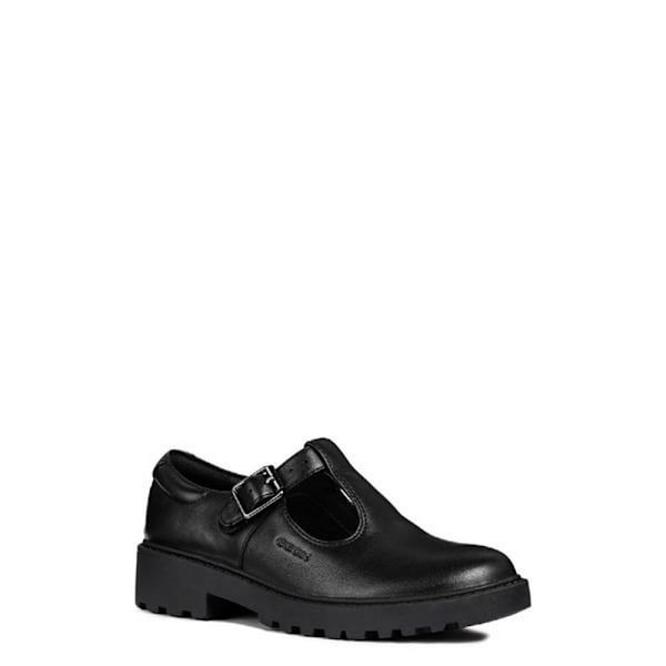 Geox J Casey G. E Läderskolskor för flickor 1.5 UK Svart Black 1.5 UK